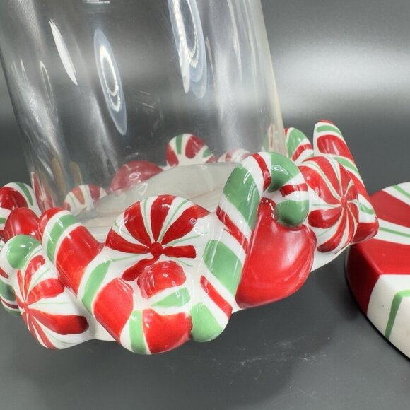 ST NICHOLAS SQUARE Candy Greetings Ceramic Candy Dish Canister Jar Container VTG - Picture 13 of 14
